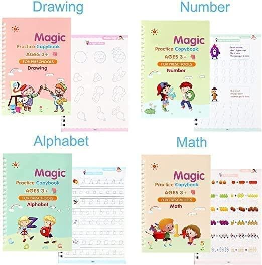 Magic learning/Practice Copybook (4 BOOKS,1 PEN,1 GRIP,10 REFILL)